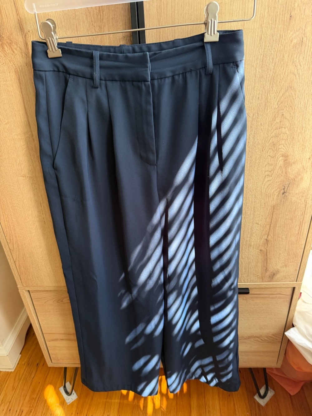 French Connection Navy Wide-Leg Pants with Belt Loops